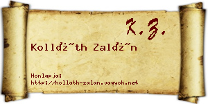 Kolláth Zalán névjegykártya